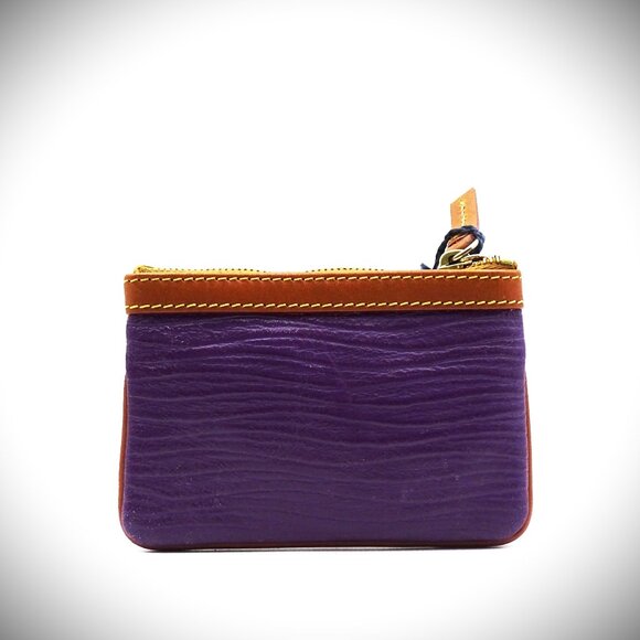 DOONEY & BOURKE Purple & Brown Leather Zip Pouch/Wristlet - Picture 3 of 7